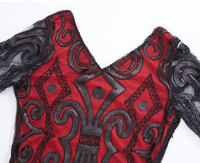 Vestido De Renda Vermelha Dos Anos 1920