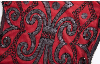 Vestido De Renda Vermelha Dos Anos 1920