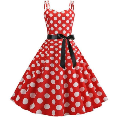 Vestido Rockabilly Vermelho Vintage Com Bolinhas Brancas