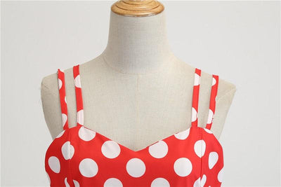 Vestido Rockabilly Vermelho Vintage Com Bolinhas Brancas