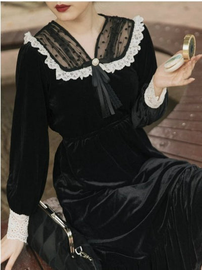 Vestido Vintage Vintage Anos 40 Preto