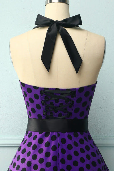 Vestido Roxo Com Bolinhas Pretas