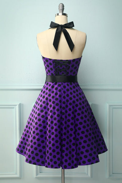 Vestido Roxo Com Bolinhas Pretas