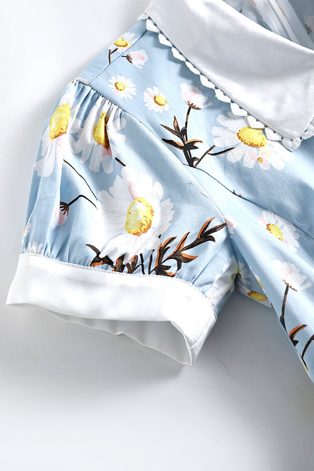 Vestido Estampado Azul Verão Anos 1950