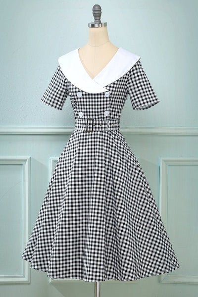 Vestido De Balanço Xadrez Vintage Anos 50