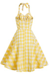 Vestido Xadrez Amarelo Anos 1950