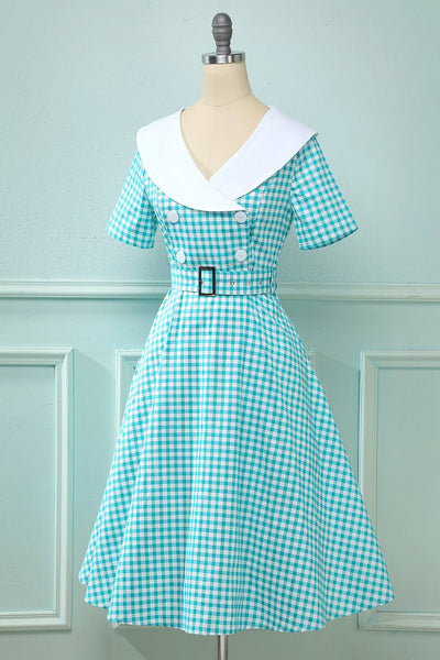 Vestido De Balanço Xadrez Vintage Anos 50