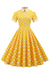 Vestido Estilo Vintage Com Bolinhas Amarelas