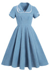 Vestido Azul Vintage Estilo Anos 50