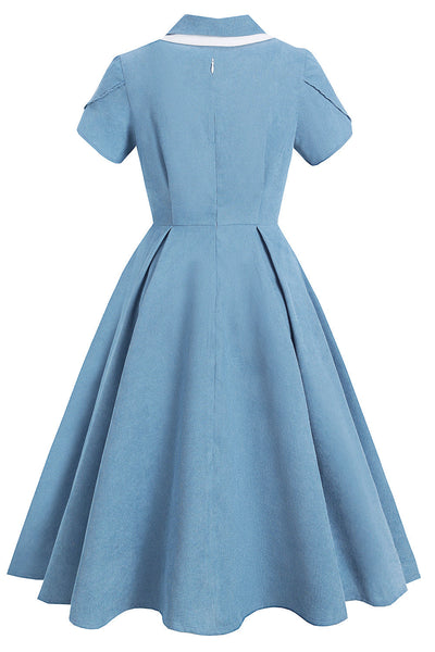 Vestido Azul Vintage Estilo Anos 50