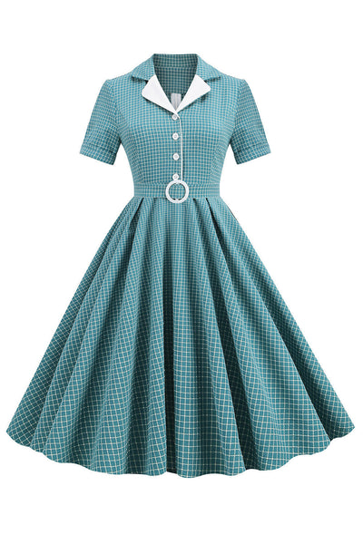 Vestido Xadrez Vintage Com Cinto Dos Anos 1950