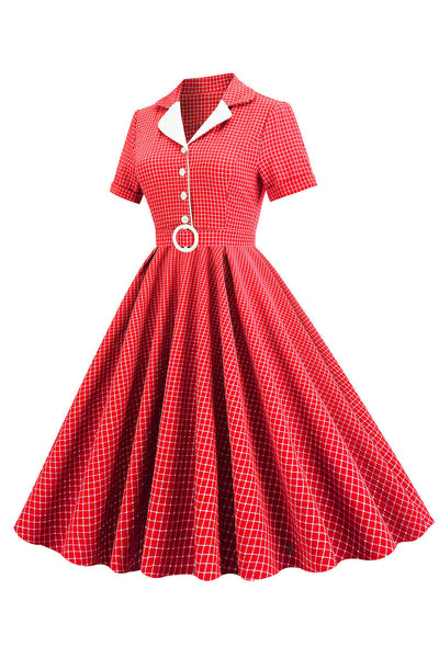 Vestido Xadrez Vintage Com Cinto Dos Anos 1950