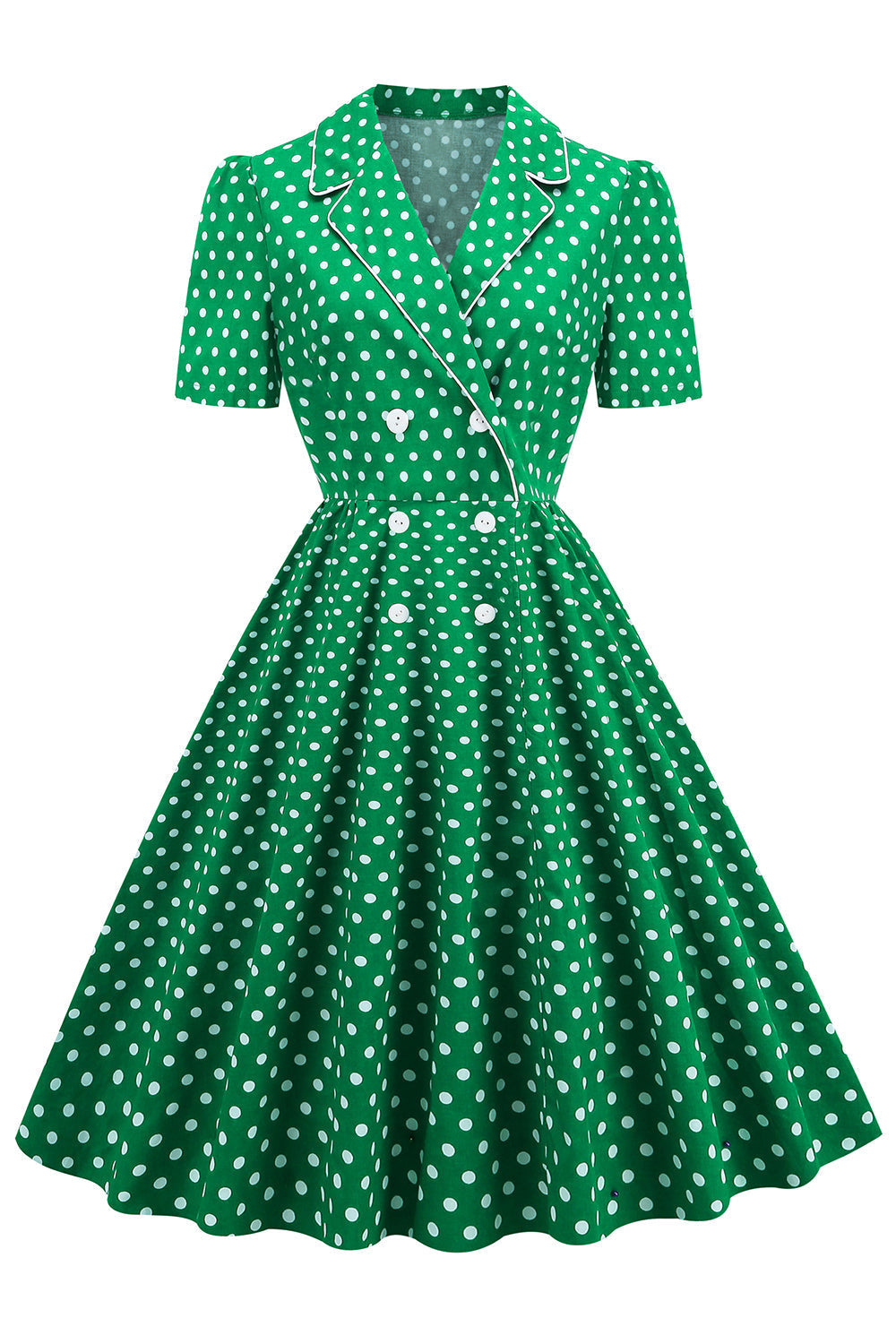 Vestido Vintage Verde De Bolinhas