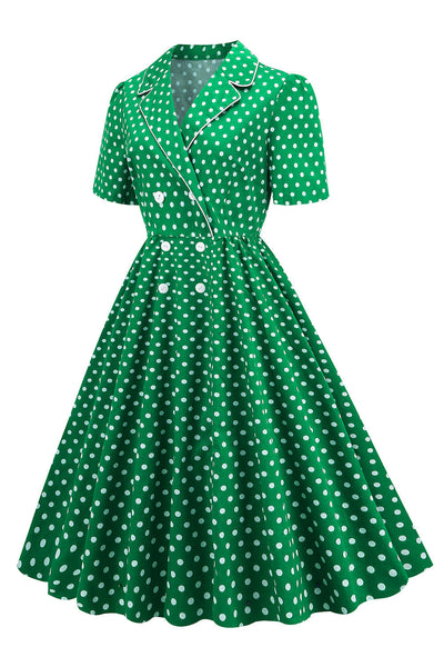 Vestido Vintage Verde De Bolinhas