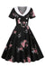 Vestido Vintage Preto Com Estampa Floral E Cinto