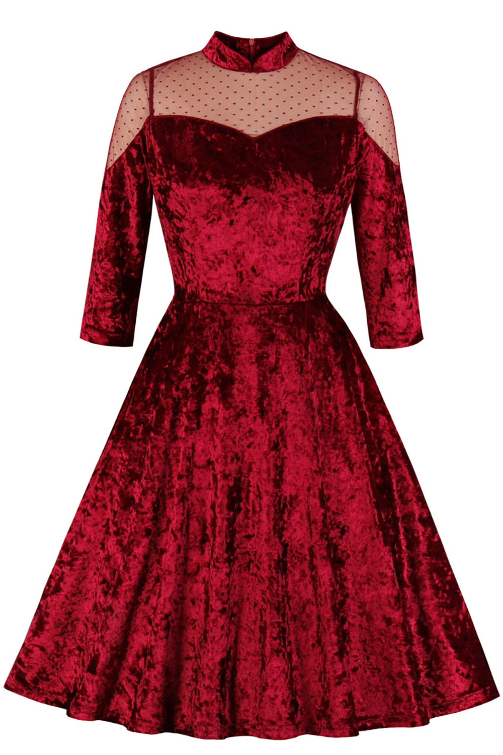 Vestido Longo Manga Longa De Veludo Cor De Vinho