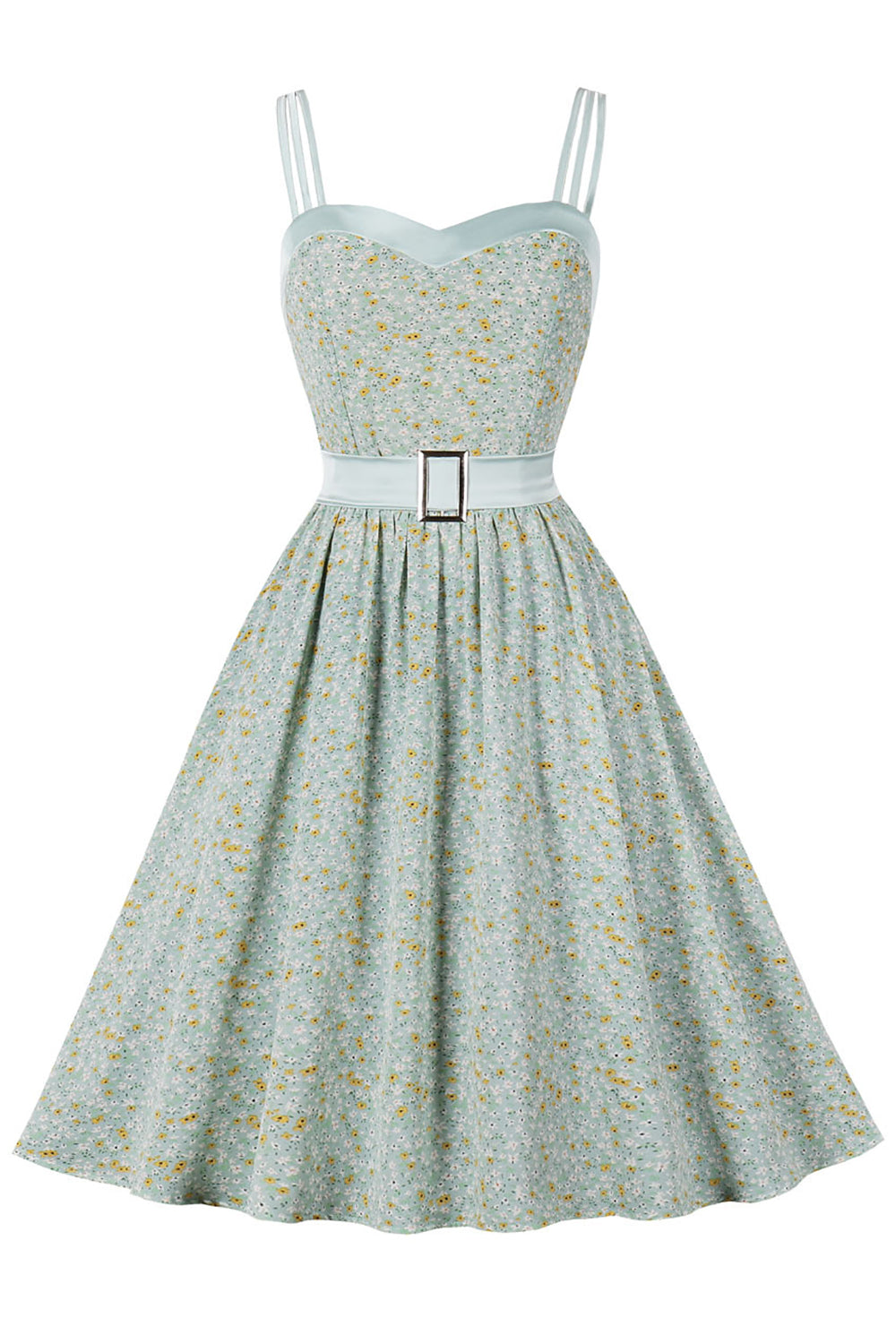 Vestido Vintage Sem Mangas Com Estampa Floral
