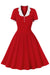 Vestido Rodado Vermelho Anos 50 Com Lapela