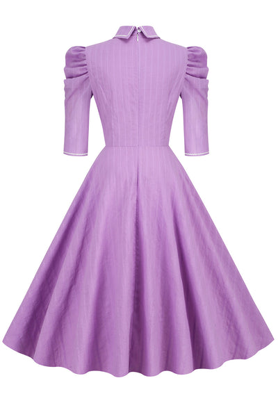 Vestido Vintage Roxo Com Meia Manga