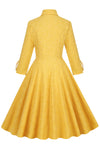 Vestido Vintage Amarelo Com Gola Redonda