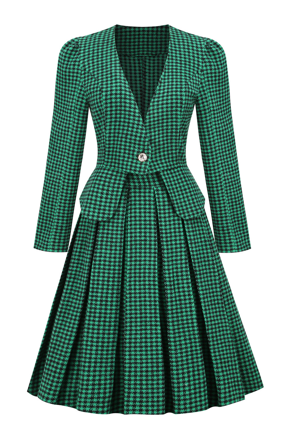 Conjunto De Vestido Verde Vintage Feminino