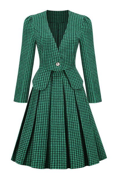 Conjunto De Vestido Verde Vintage Feminino