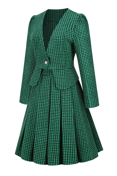 Conjunto De Vestido Verde Vintage Feminino