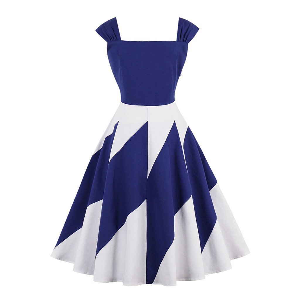 Vestido Vintage Cintura Fina Azul