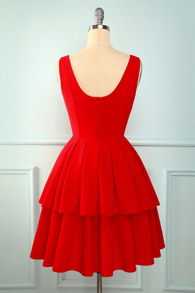 Vestido Vermelho Vintage Com Babados