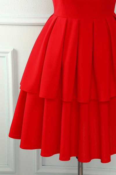 Vestido Vermelho Vintage Com Babados