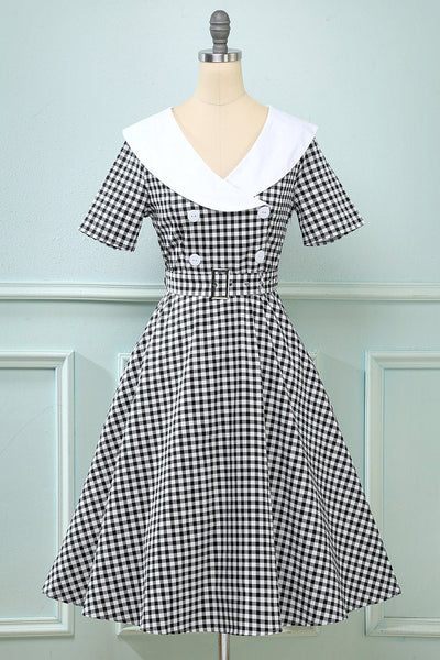 Vestido De Balanço Xadrez Vintage Anos 50