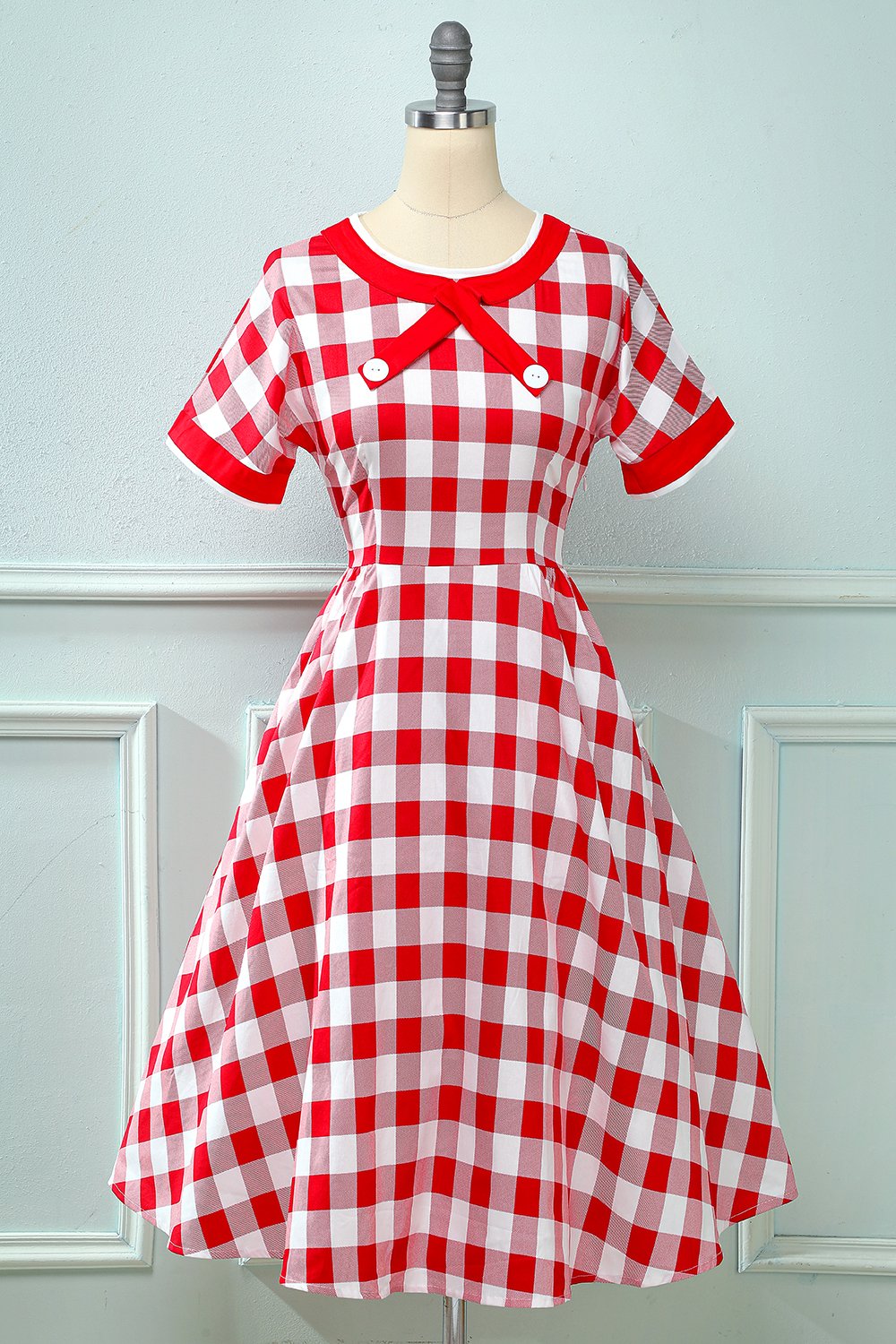 Vestido Vintage Com Estampa Xadrez
