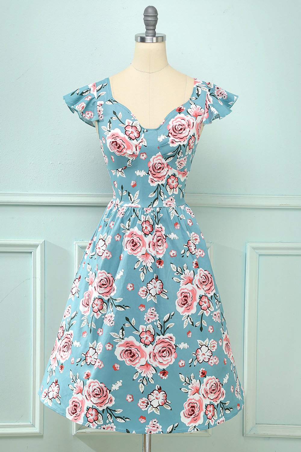 Vestido Trapézio Com Estampa Floral Vintage