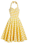 Vestido Xadrez Amarelo Anos 1950