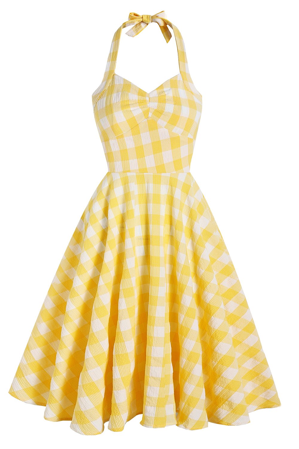 Vestido Xadrez Amarelo Anos 1950