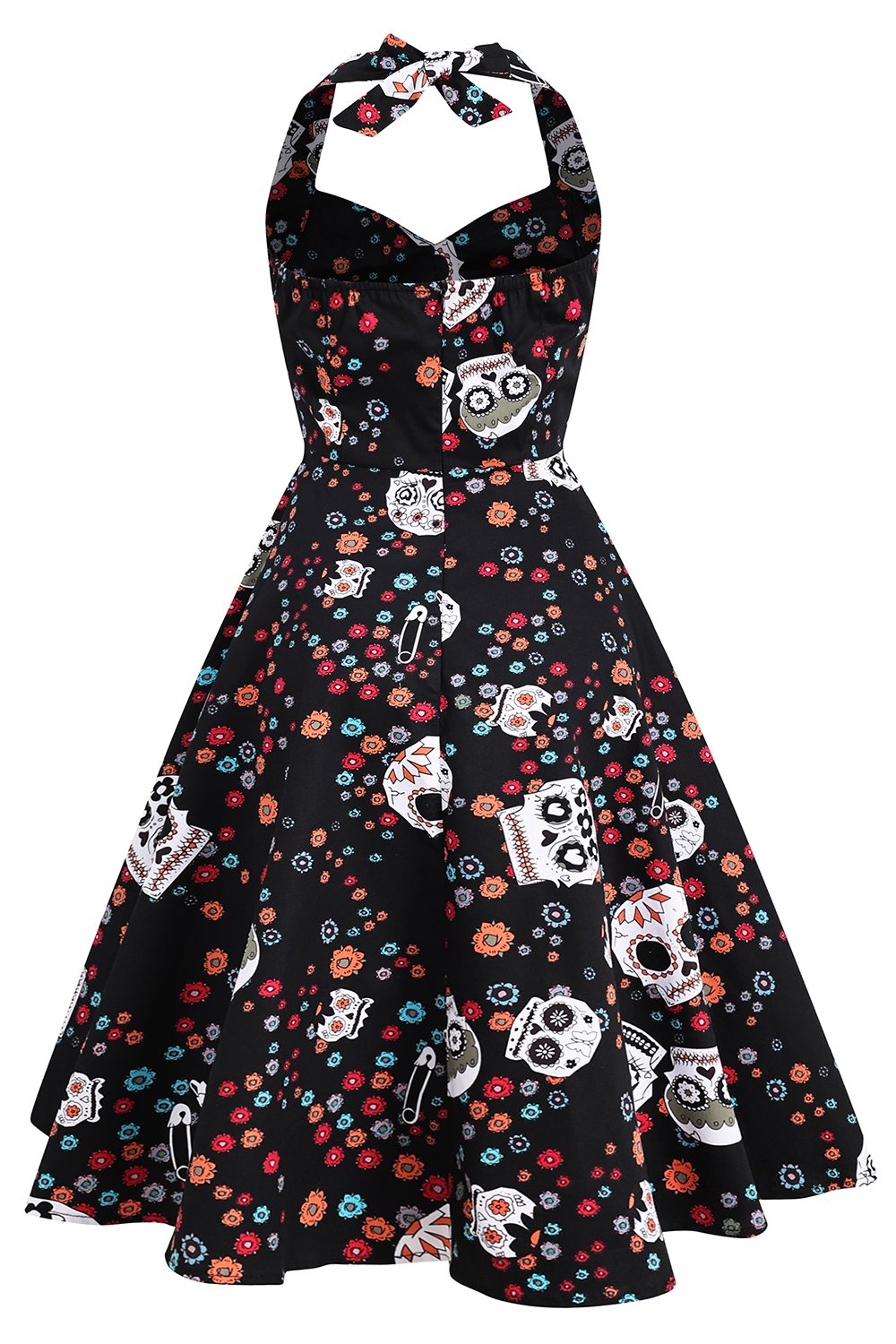 Vestido Vintage De Halloween Com Estampa De Caveira