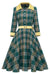 Vestido Xadrez Verde Vintage Outono