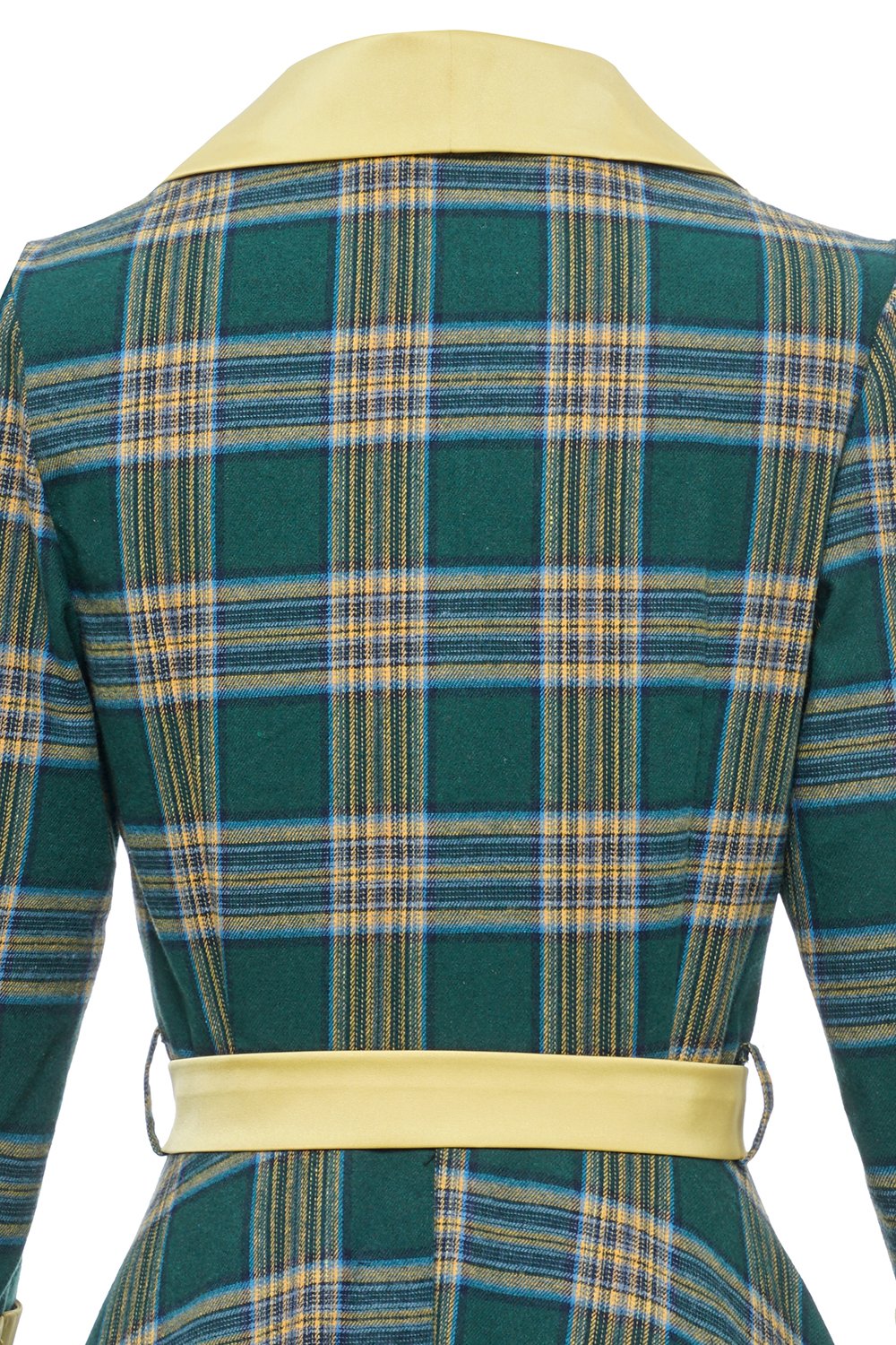 Vestido Xadrez Verde Vintage Outono