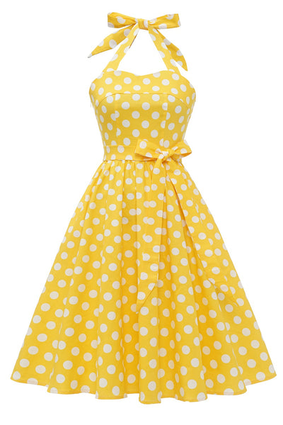 Vestido Vintage Pin Up De Bolinhas Amarelas