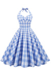 Vestido Retrô Feminino Xadrez Sem Costas