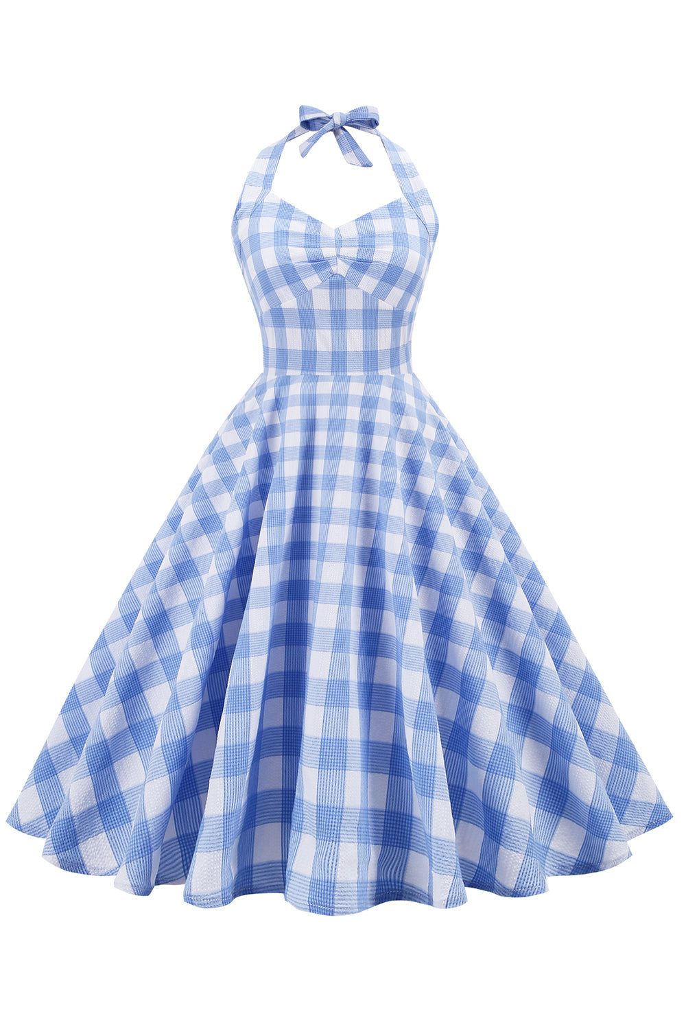 Vestido Retrô Feminino Xadrez Sem Costas