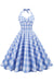 Vestido Retrô Feminino Xadrez Sem Costas