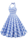 Vestido Retrô Feminino Xadrez Sem Costas