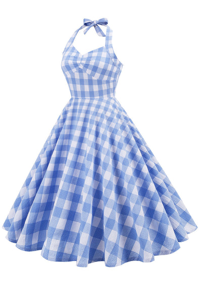 Vestido Retrô Feminino Xadrez Sem Costas