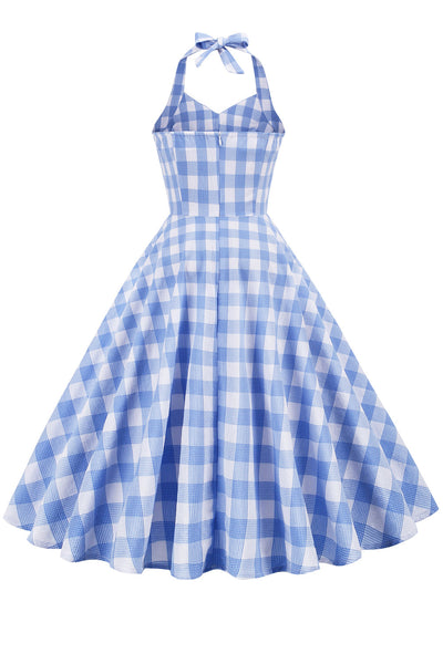 Vestido Retrô Feminino Xadrez Sem Costas
