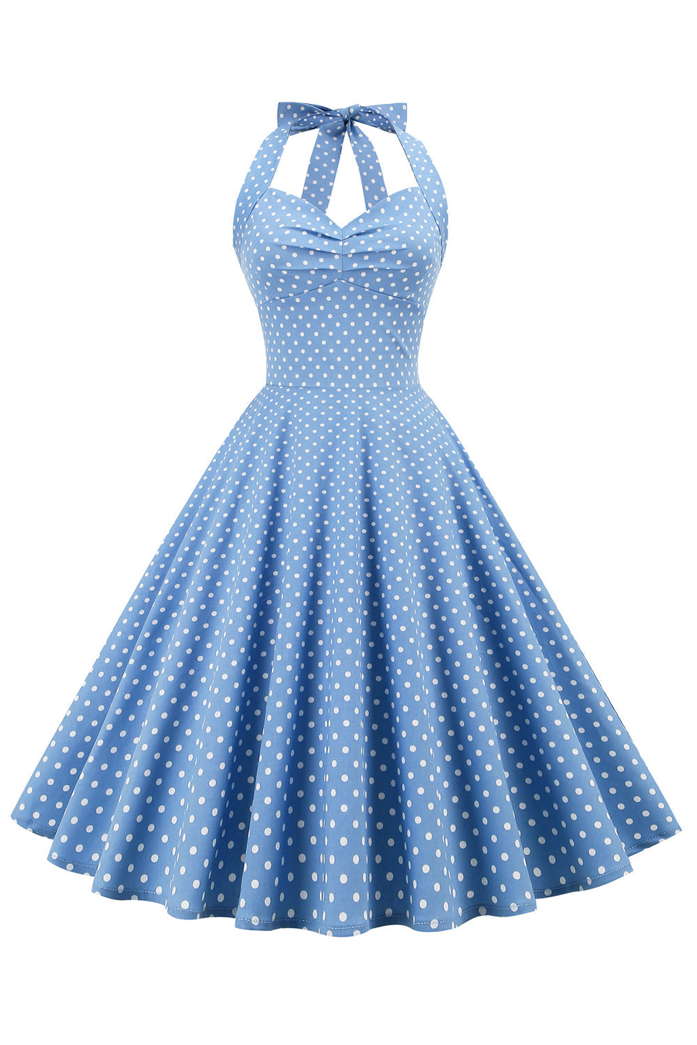 Vestido Retrô Feminino De Bolinhas Sem Costas