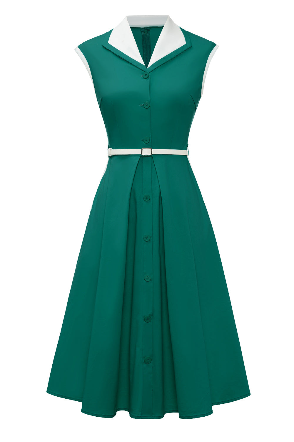 Vestido Verde Vintage Com Lapela Trapézio