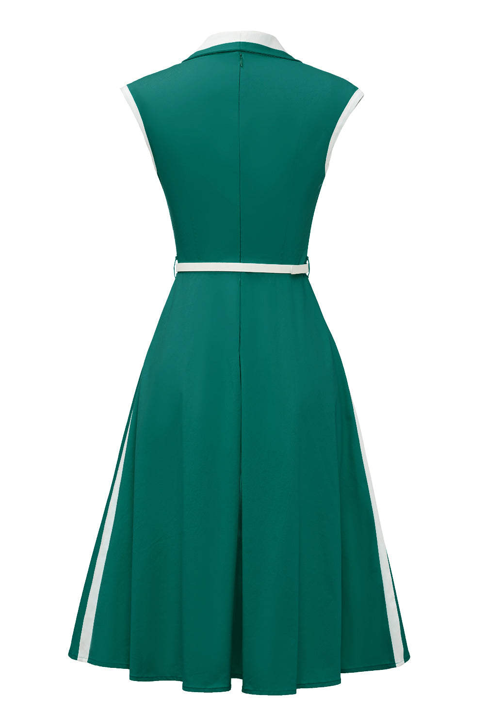 Vestido Verde Vintage Com Lapela Trapézio