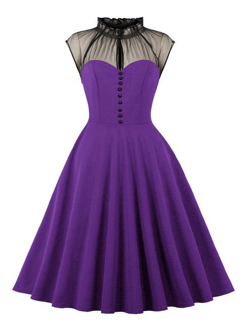 Vestido Feminino Roxo Anos 50