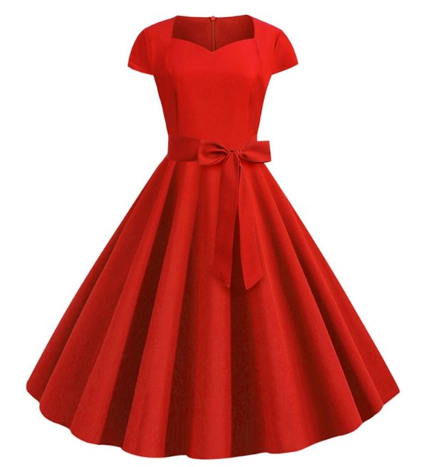 Vestido Vintage Vermelho Dos Anos 50